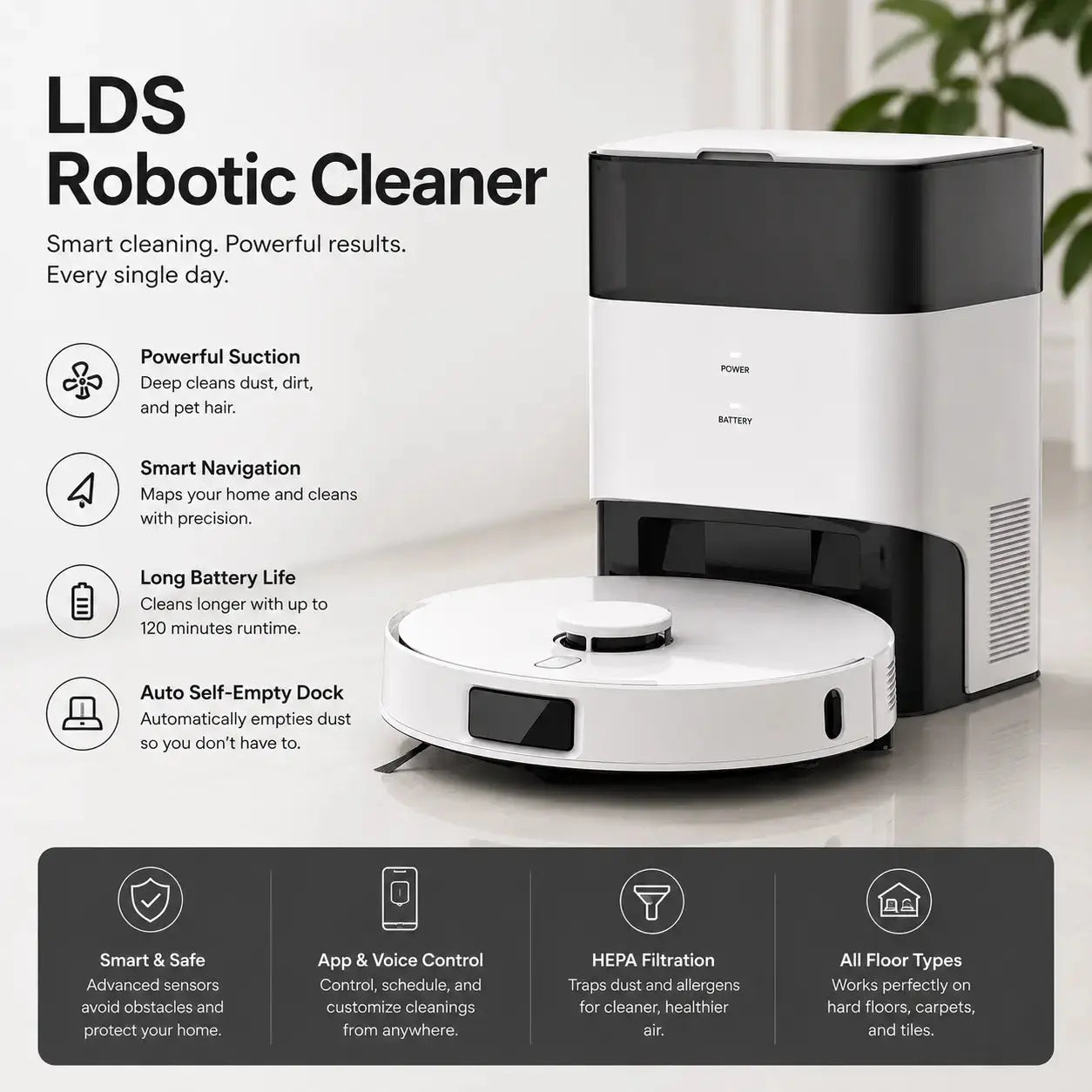 LDS Robotic Cleaner B3 – D63S ULTRA Smart Vacuum & Mop - Teendow Australia